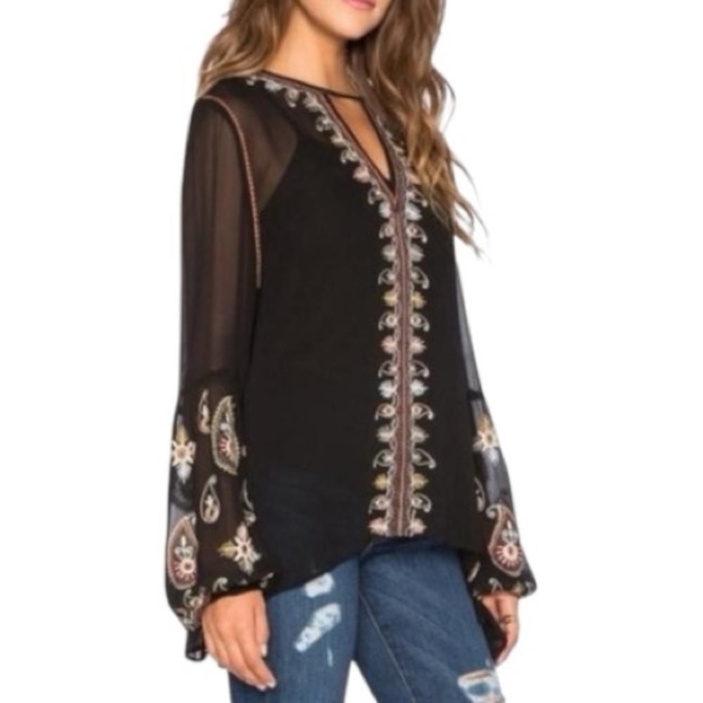Anthropologie Love Sam Coquette Boho Paisley Peasant Blouse S